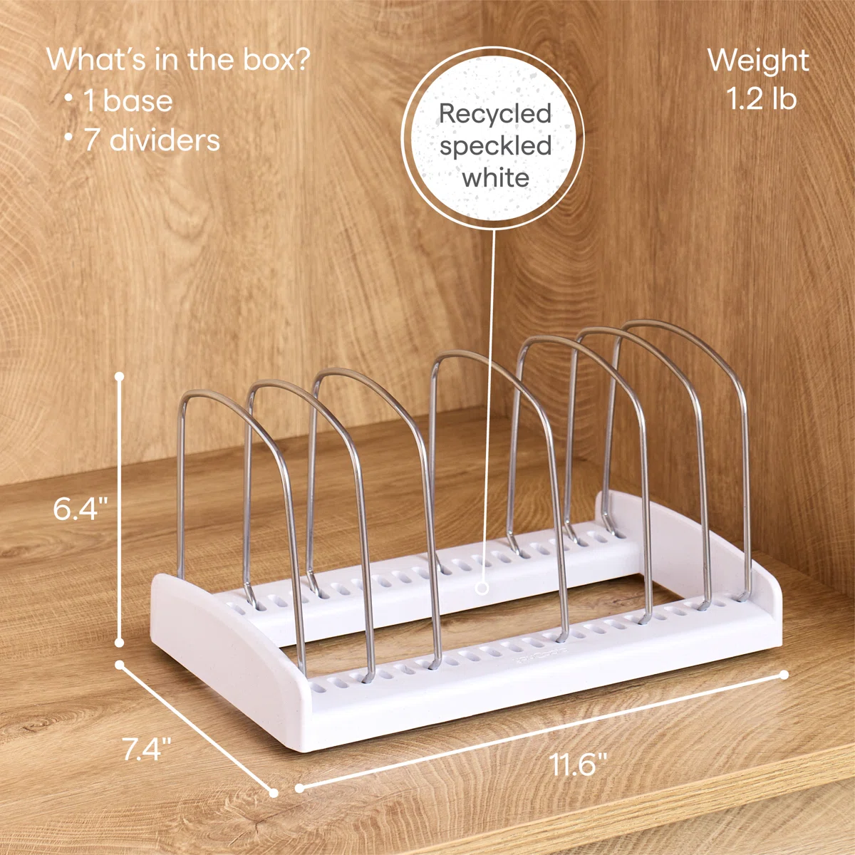 YouCopia® StoreMore® Bakeware Rack, Adjustable 6-Slot Cookie Sheet, Baking Pan, Cutting Board, Muffin Tin and Tray Organizer for Kitchen Cabinet and Pantry Storage, Organizing Hero Collection